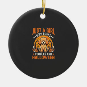 Poodles Halloween Girl Dog Lover Design_1 Ceramic Tree Decoration