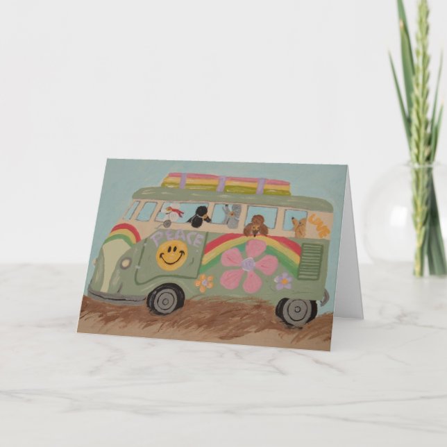 Poodles in Hippy Van Card (Front)