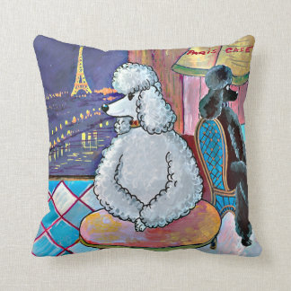 Poodles in Paris Impressionistic Painting Cushion