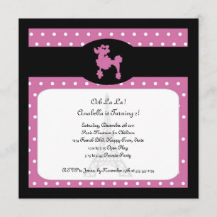 Poodles in Paris Square Hot Pink Invitation