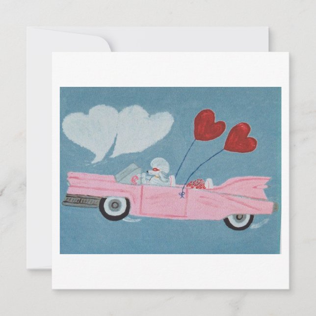 Poodles in Pink Convertible Card (Front)