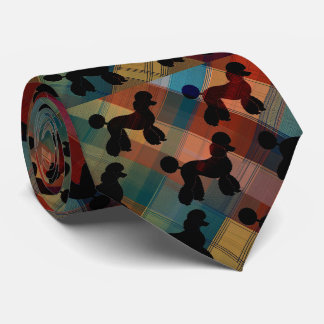 Poodles on Plaid Necktie