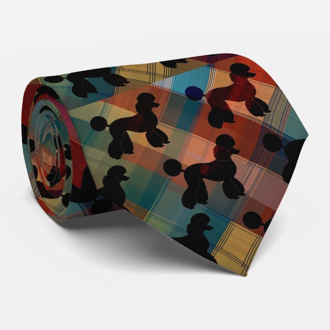 Poodles on Plaid Necktie (Rolled)