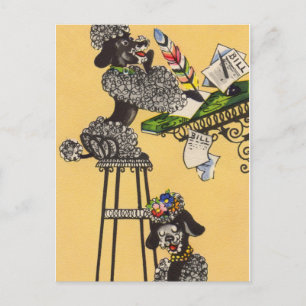 Poodles Writing Letters Postcard