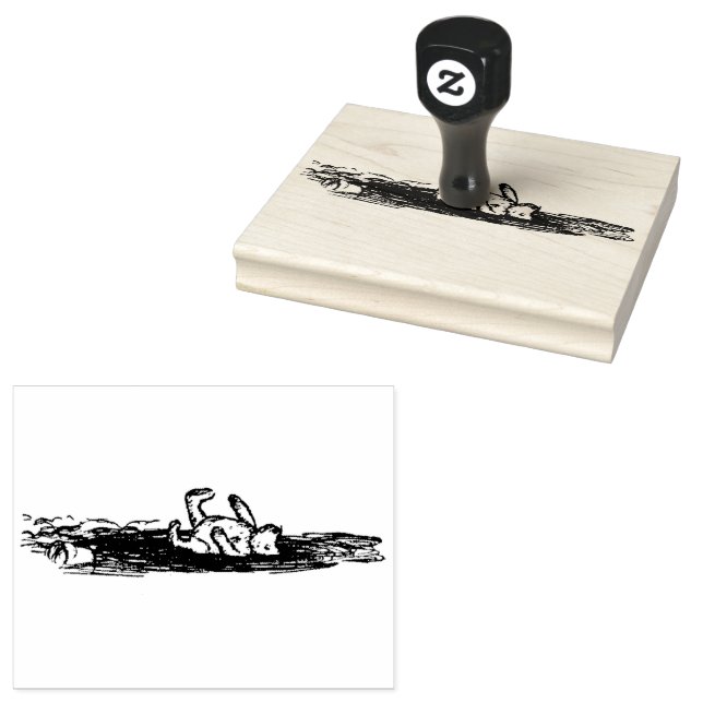Pooh Rolling in a Mud Puddle Rubber Stamp (Stamped)
