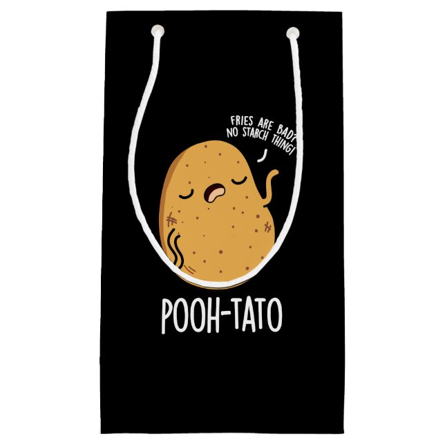 Pooh-tato Funny Potato Pun Dark BG Small Gift Bag (Front)