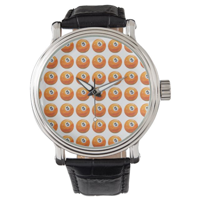 Pool 5 Ball Painted Pattern Watch (Front)