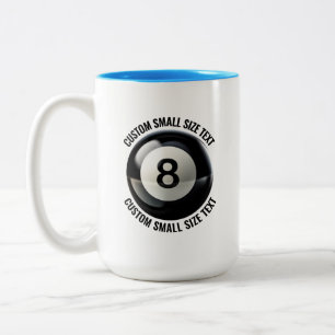 Pool 8 Ball & Small Text LIGHT BLUE 15oz Custom Two-Tone Coffee Mug