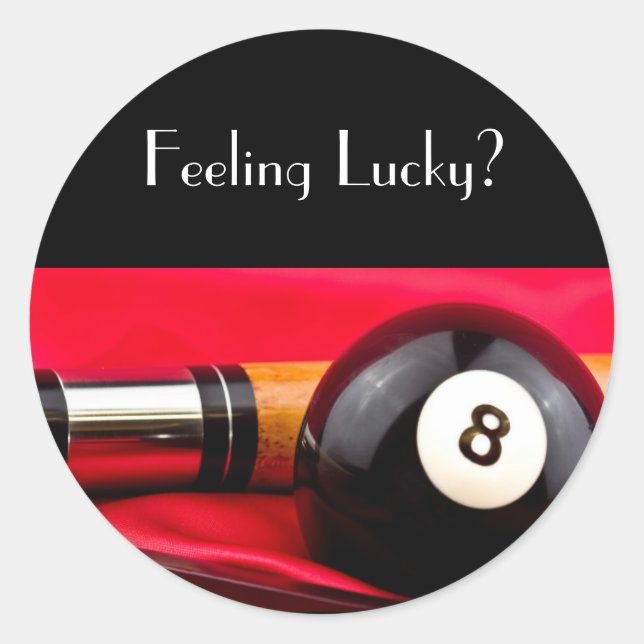 Pool Ball and cue Classic Round Sticker (Front)