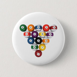 Pool Balls / Billiards: 3D Model: 6 Cm Round Badge