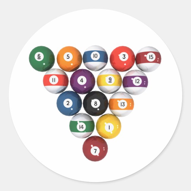 Pool Balls / Billiards: 3D Model: Classic Round Sticker (Front)