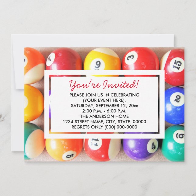 Pool Balls Invitations (Front)
