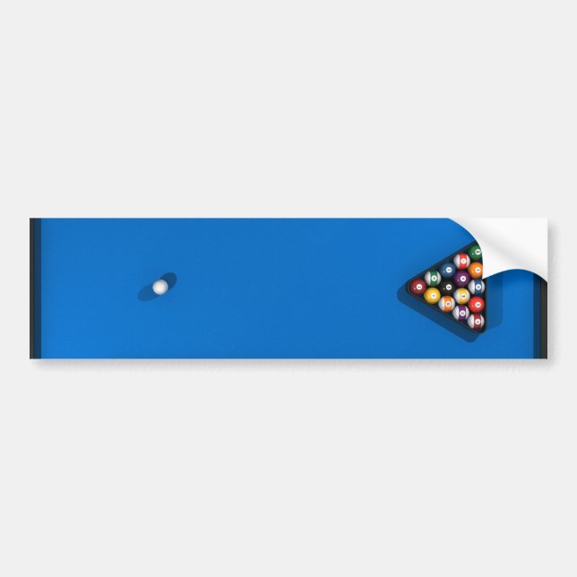 Pool Balls on Blue Felt Billiards Table: Bumper Sticker (Front)