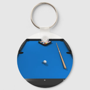 Pool Balls on Blue Felt Billiards Table: Key Ring