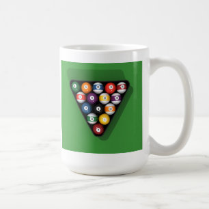 Pool Balls on Green Felt Billiards Table: Coffee Mug