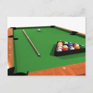 Pool Balls on Green Felt Billiards Table: Postcard