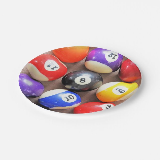 Pool Balls Paper Plates (Angled)