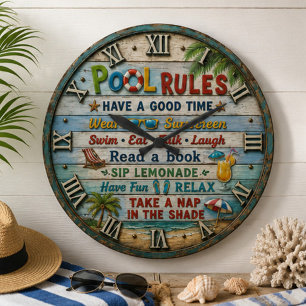Pool Beach House Large Clock