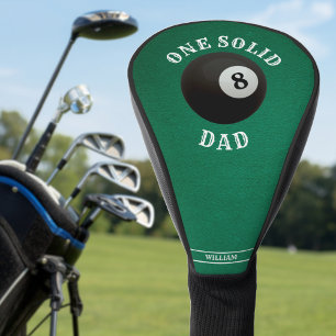 Pool Billiard 8 Ball One Solid Dad Father's Day Golf Head Cover