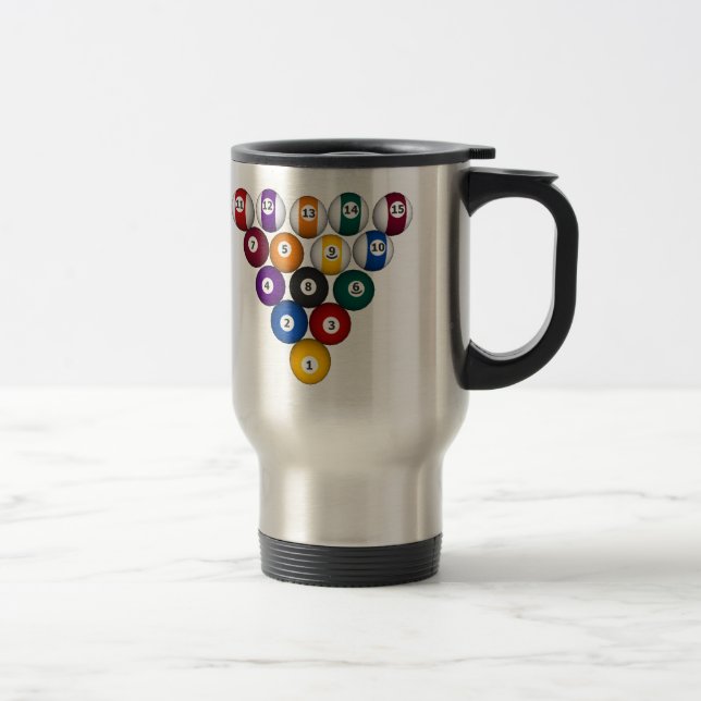 Pool: Billiard Balls: Billiards: Travel Mug (Right)