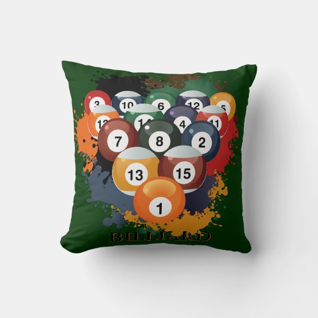 Pool Billiard Balls Pillow (Front)