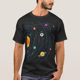 Pool Billiard Hall Sport solar Vintage Science Ret T-Shirt