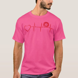 Pool Billiard Heartbeat Heart 8-Ball Pool Billiard T-Shirt