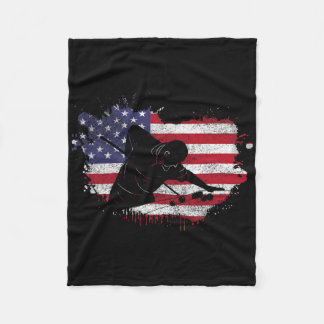 Pool Billiard Shirt - American Flag Billiard Playe Fleece Blanket