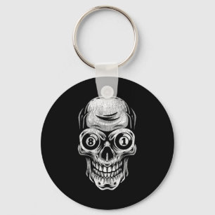 Pool Billiard Snooker Player Skull 8 And 9  Key Ring