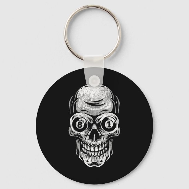 Pool Billiard Snooker Player Skull 8 And 9  Key Ring (Front)