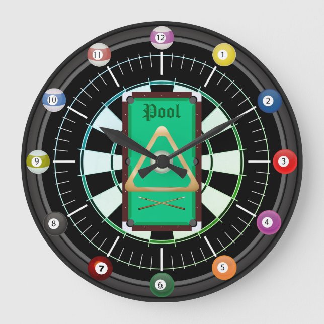 Pool (Billiards) 12-Ball Clock (Front)