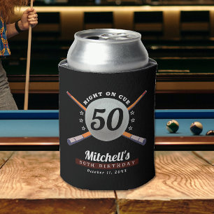 Pool Billiards 50th Birthday Party Black Can Cooler