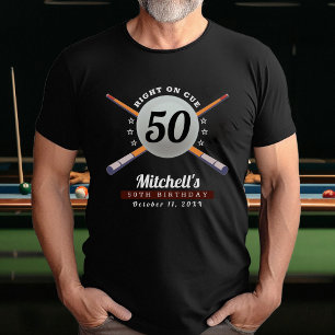 Pool Billiards 50th Birthday Party Black T-Shirt