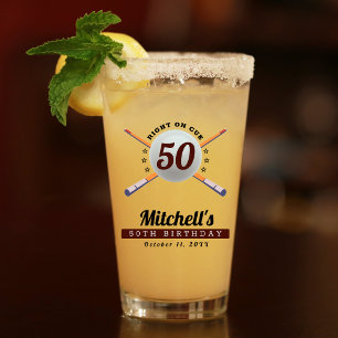 Pool Billiards 50th Birthday Party Glass