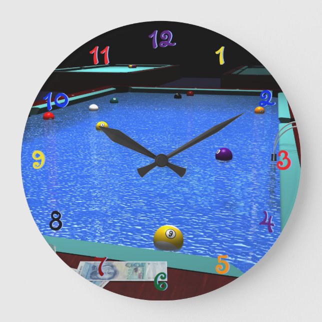 Pool Billiards Acrylic Wall Clock (Front)