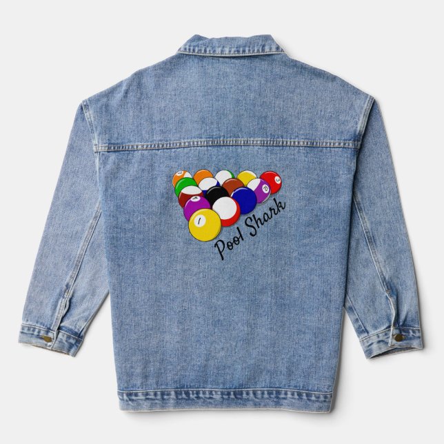 Pool Billiards Design Denim Jacket (Back)