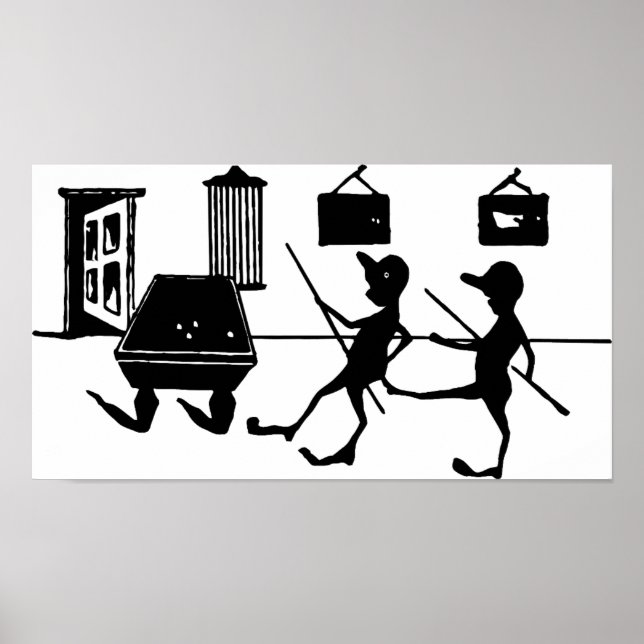 Pool Billiards Game Man Cheating illustration Art Poster (Front)