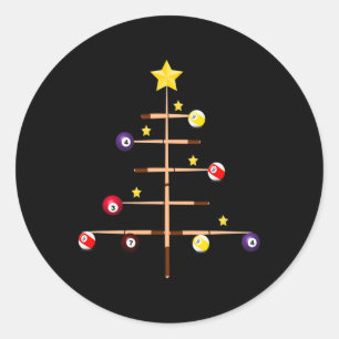 Pool Billiards Ll Cue Sports Christmas Tree Classic Round Sticker