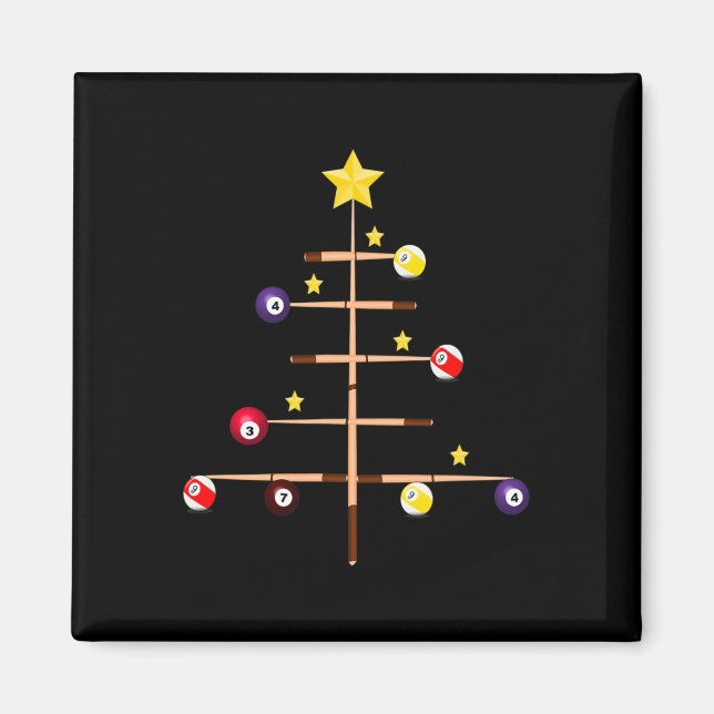 Pool Billiards Ll Cue Sports Christmas Tree  Magnet (Front)