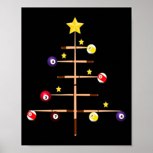 Pool Billiards Ll Cue Sports Christmas Tree Poster