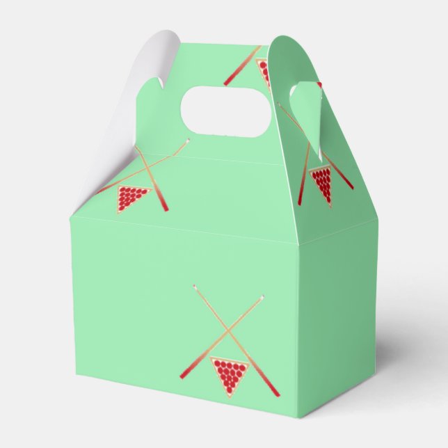 pool billiards on green favour box (Front Side)