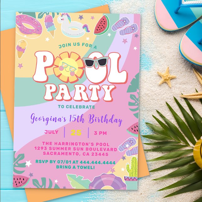  Pool Birthday Fun Summer Party Invitation (Creator Uploaded)