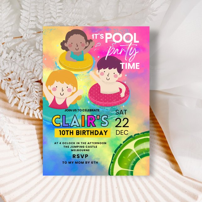 Pool Birthday invitations Swimming Kids Party (Creator Uploaded)