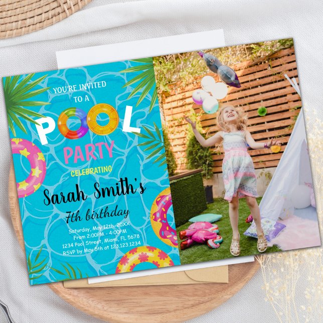 Pool Birthday Invitations with photo (Pool Birthday Invitations with photo)