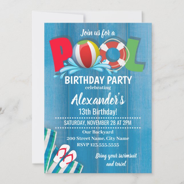 Pool Birthday Party (Front)