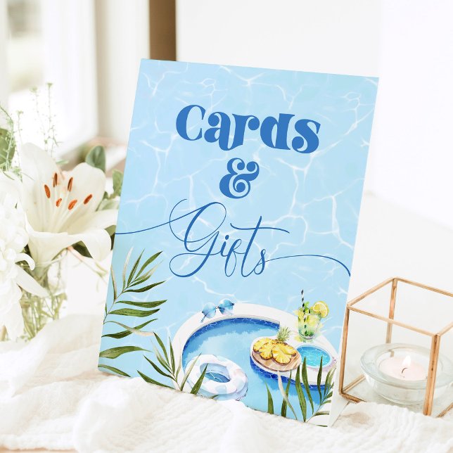 Pool birthday party Cards and gifts Pedestal Sign (Creator Uploaded)