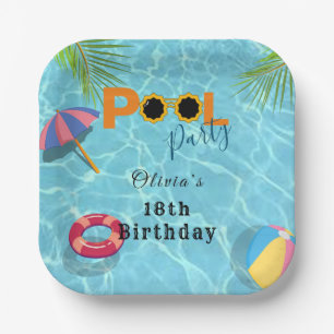 Pool Birthday Party celebration theme Paper Plate