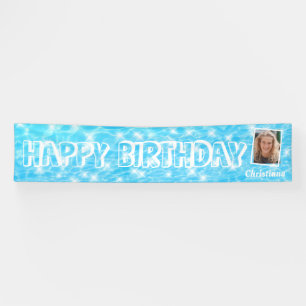 Pool birthday party Pool water ripple custom photo Banner