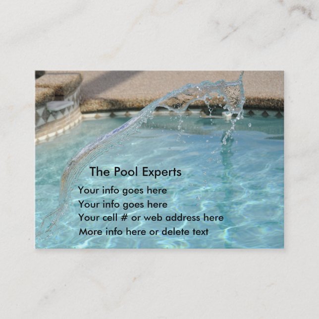 Pool blue water splash Business Cards (Front)
