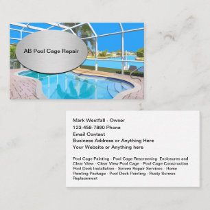 Pool Cage Repair Rescreening Business Cards